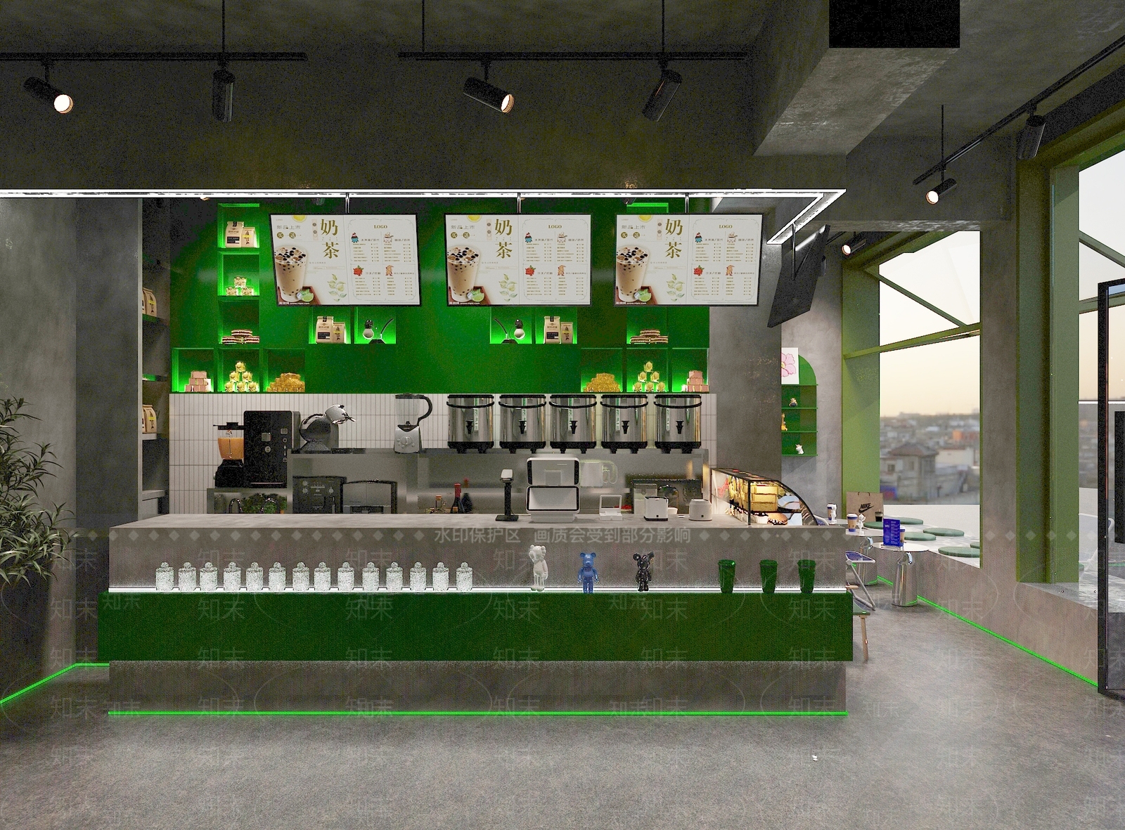 工业风奶茶店3D模型下载【ID:1129719435】