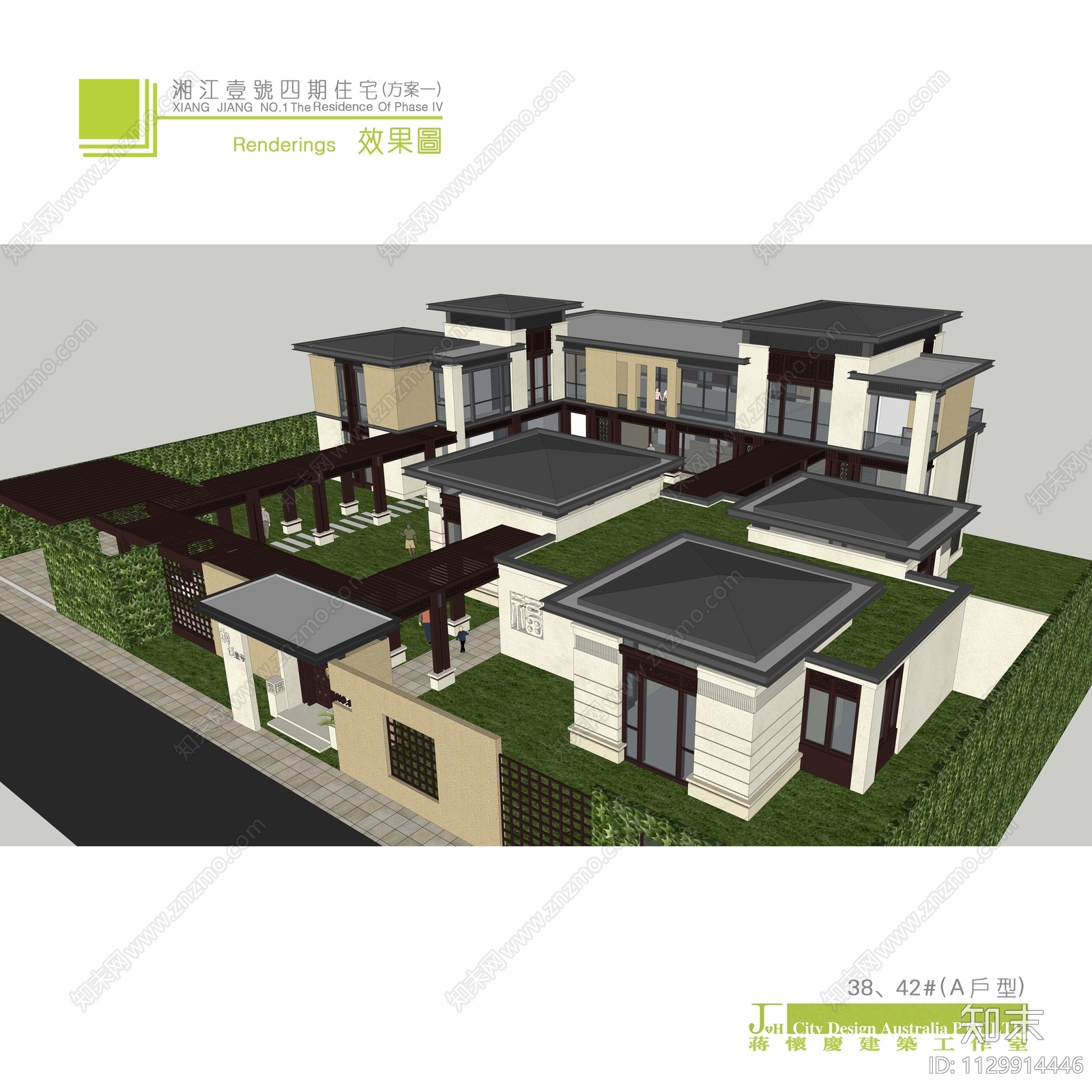 长沙滨江壹号别墅建筑cad施工图下载【ID:1129914446】