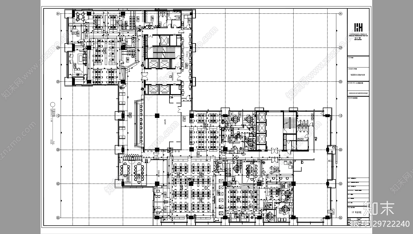 办公楼室内装修cad施工图下载【ID:1129722240】