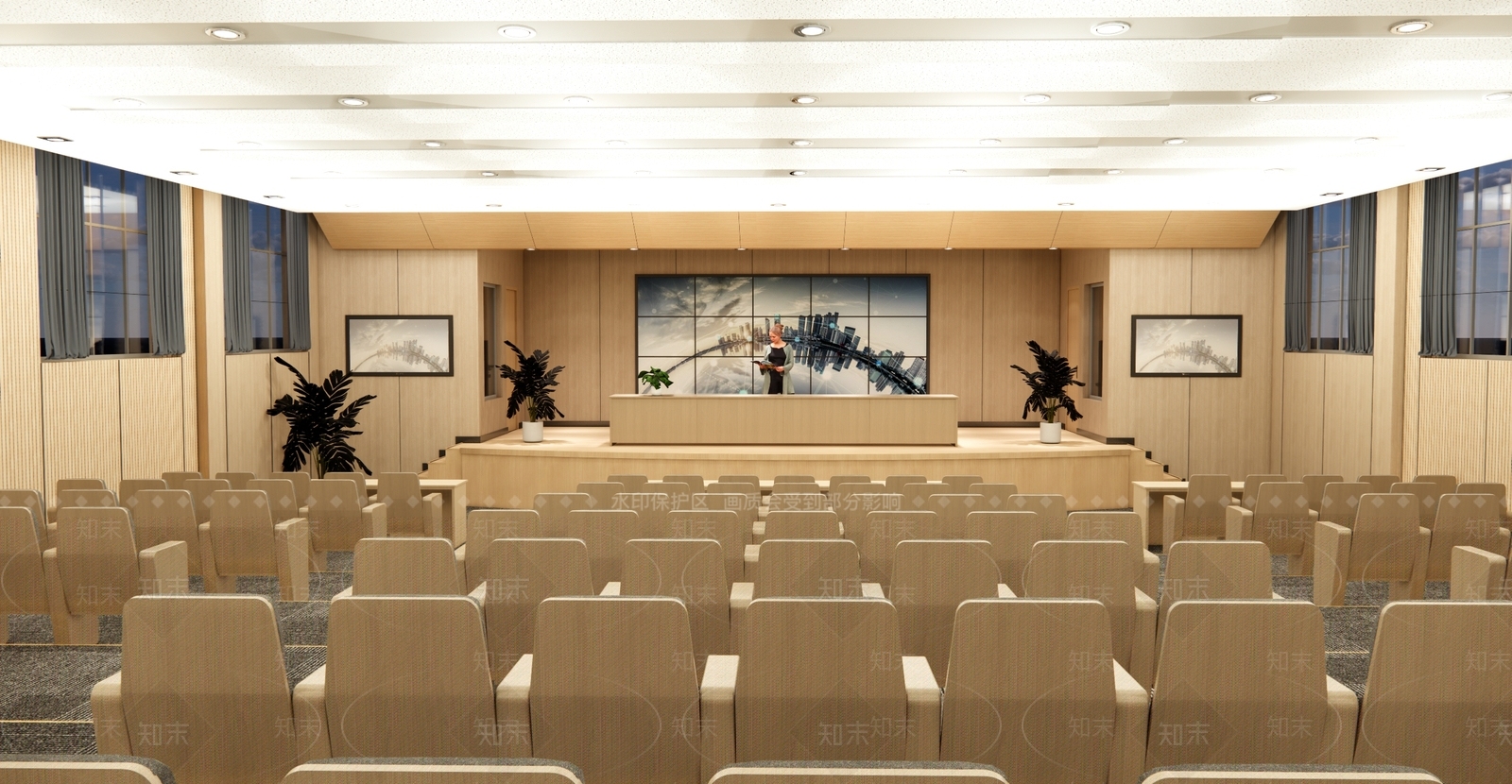 现代阶梯报告厅SU模型下载【ID:1130002978】