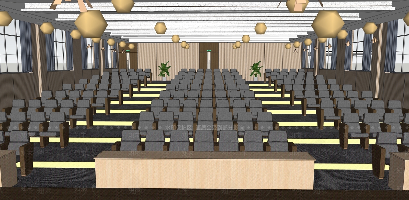 现代阶梯报告厅SU模型下载【ID:1130002978】