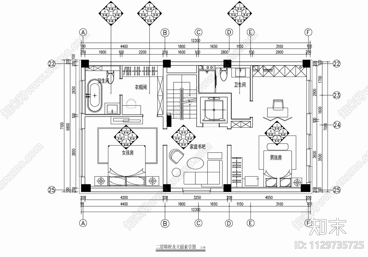 400㎡五层别墅室内施工图下载【ID:1129735725】