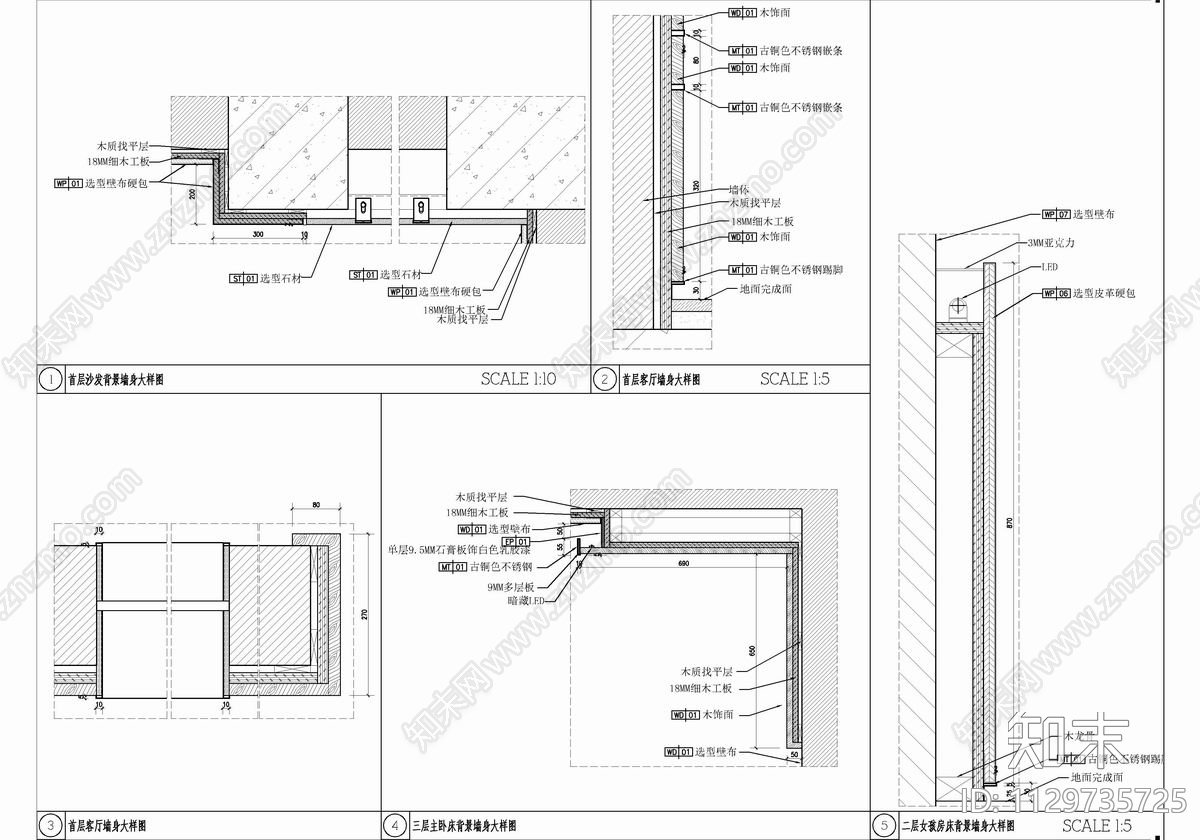 400㎡五层别墅室内施工图下载【ID:1129735725】