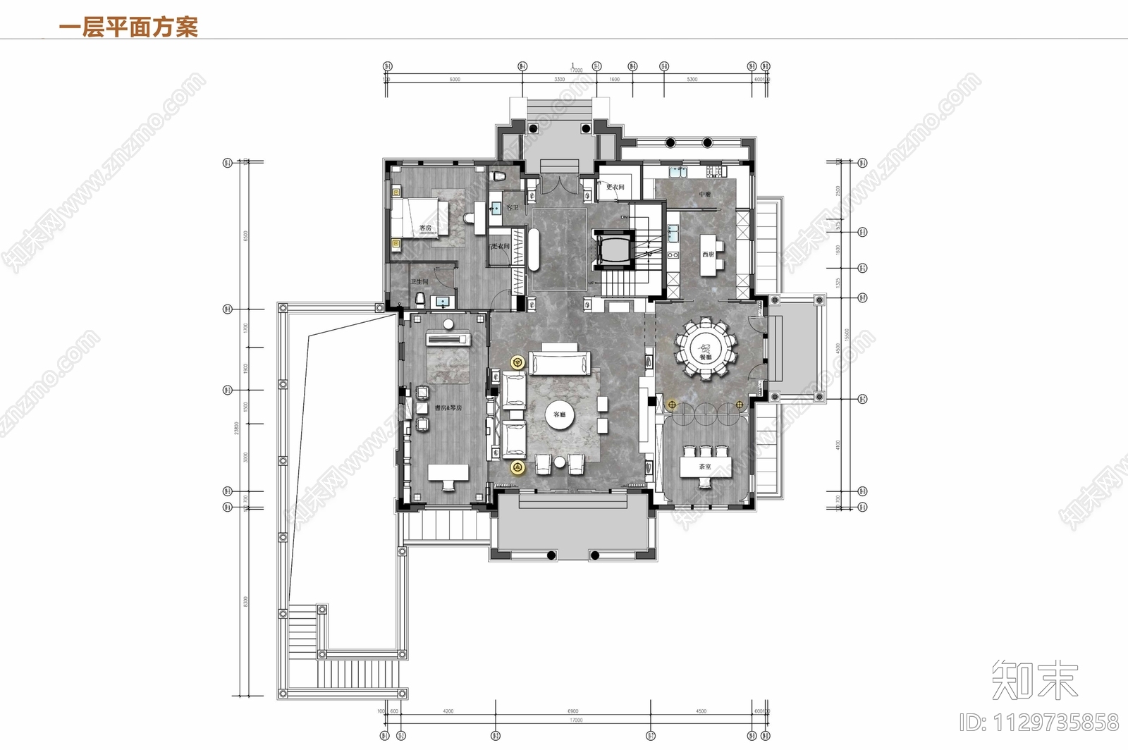 1200㎡四层别墅豪宅室内施工图下载【ID:1129735858】