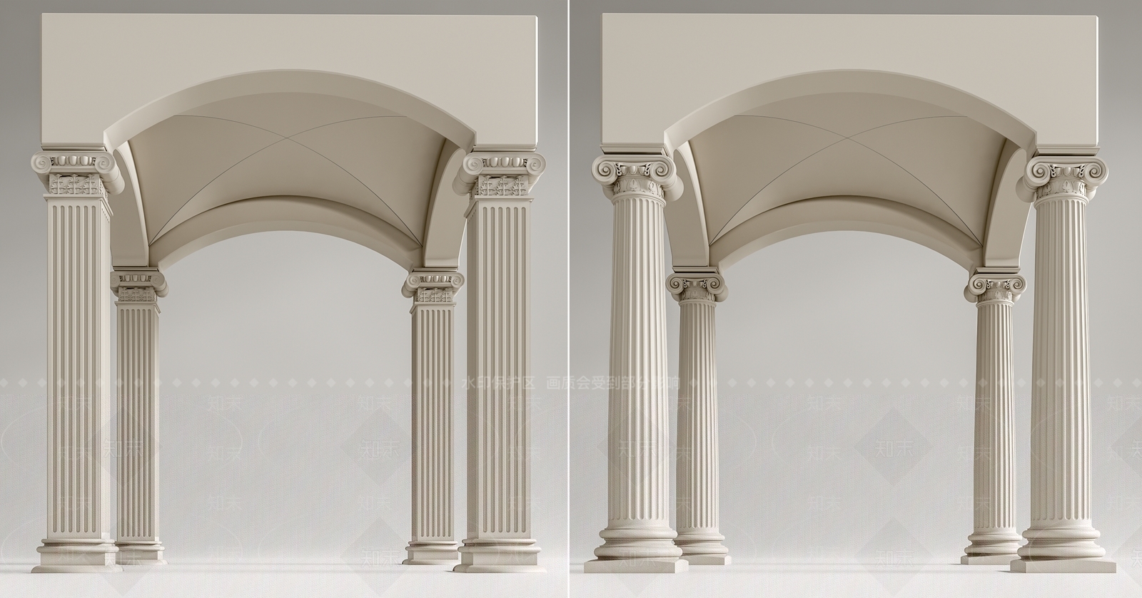 欧式拱型罗马柱SU模型下载【ID:1129736713】