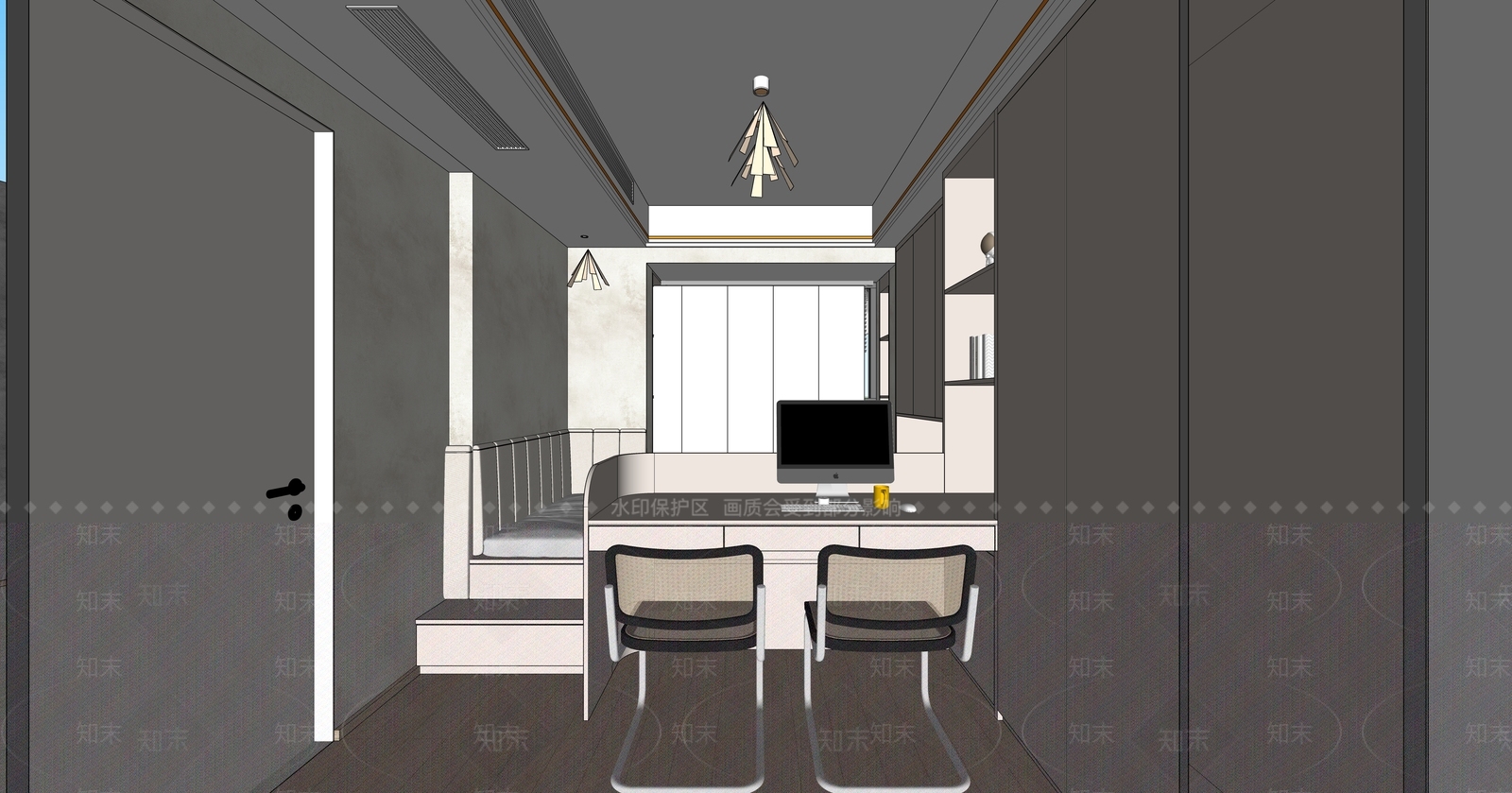 现代榻榻米卧室SU模型下载【ID:1129737983】