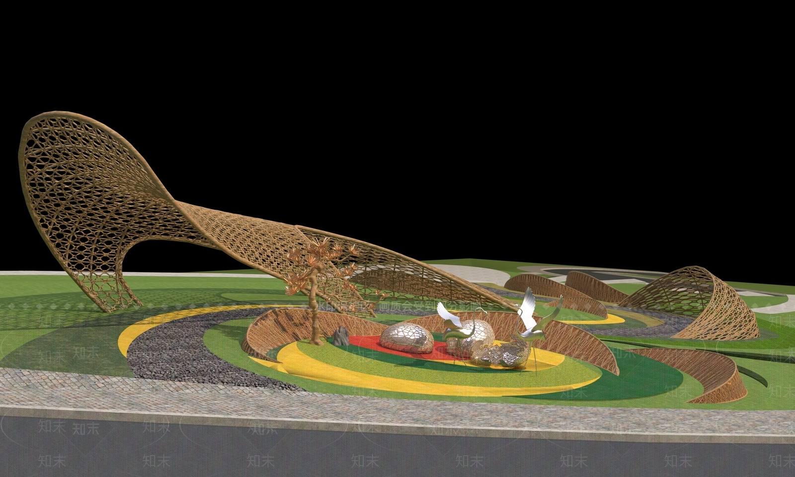 现代廊架3D模型下载【ID:1129741462】