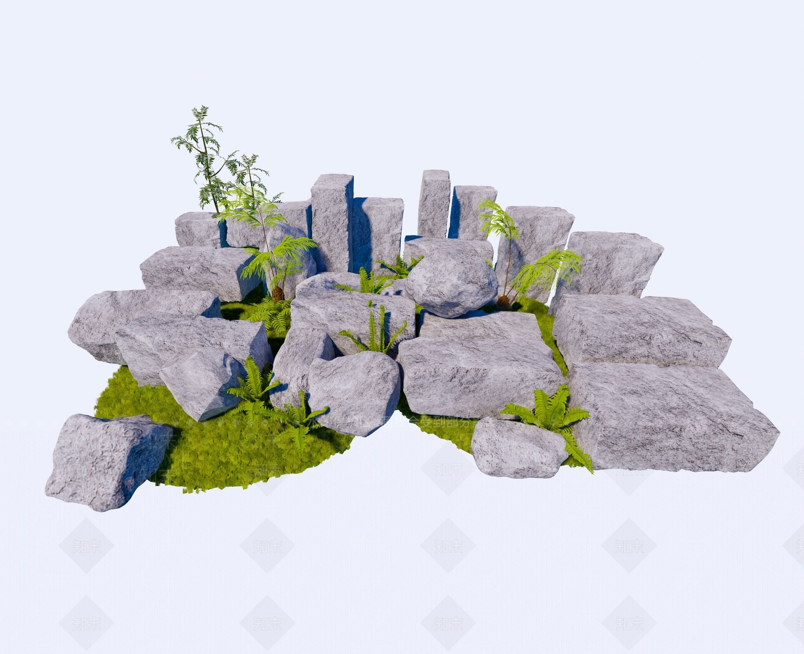 现代自然风石块SU模型下载【ID:1129744323】