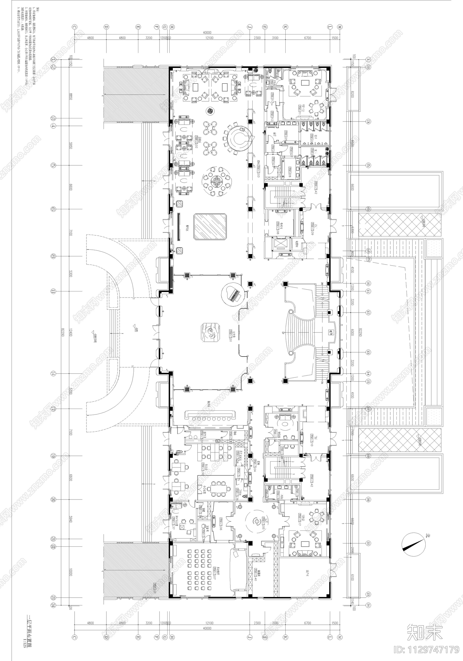 金地常州天际会所室内cad施工图下载【ID:1129747179】
