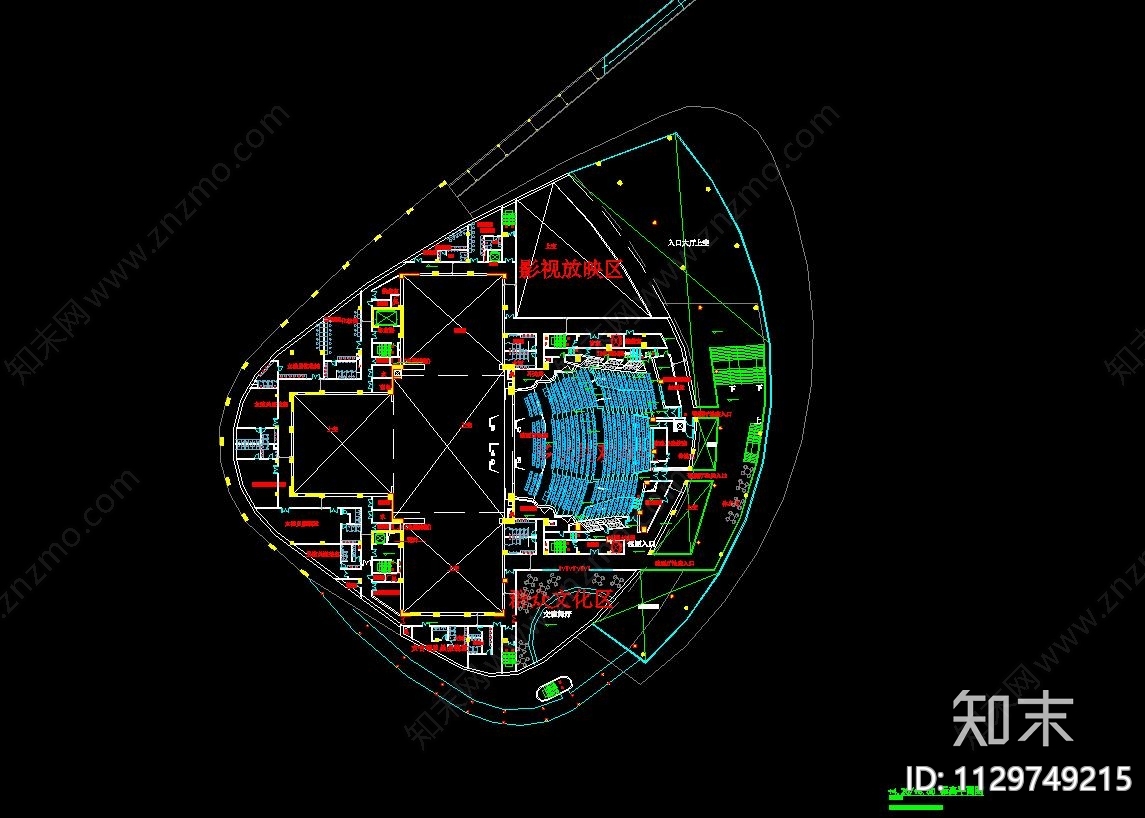 大型剧院建筑平面图施工图下载【ID:1129749215】