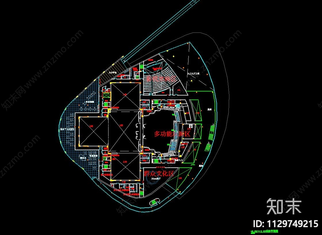 大型剧院建筑平面图施工图下载【ID:1129749215】