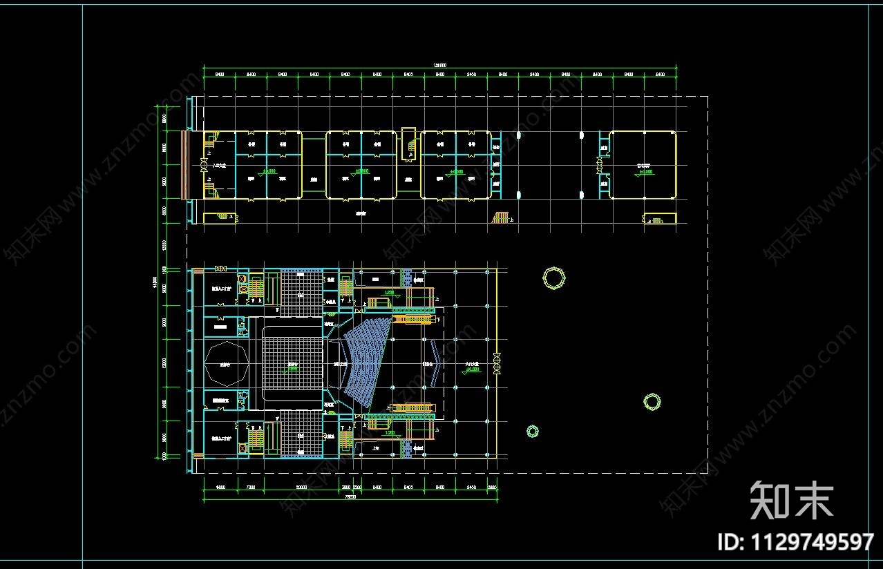 现代大剧院建筑平面图cad施工图下载【ID:1129749597】