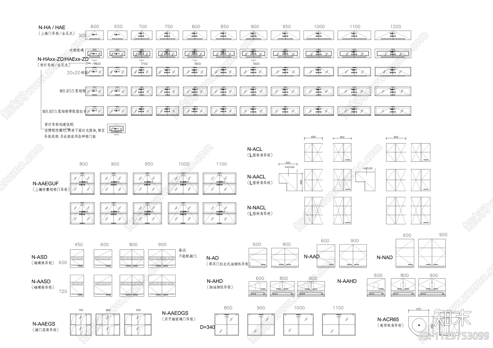 厨房吊柜合集施工图下载【ID:1129753099】