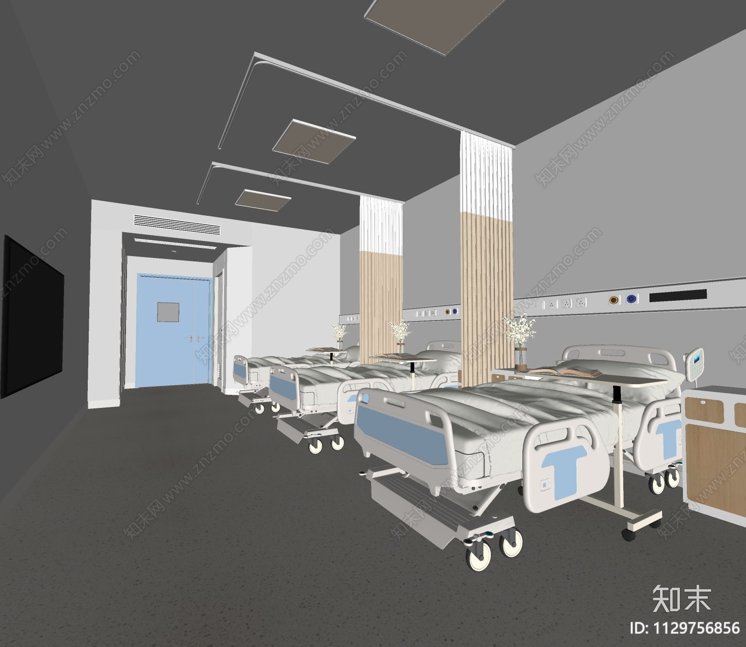 现代医院病房SU模型下载【ID:1129756856】