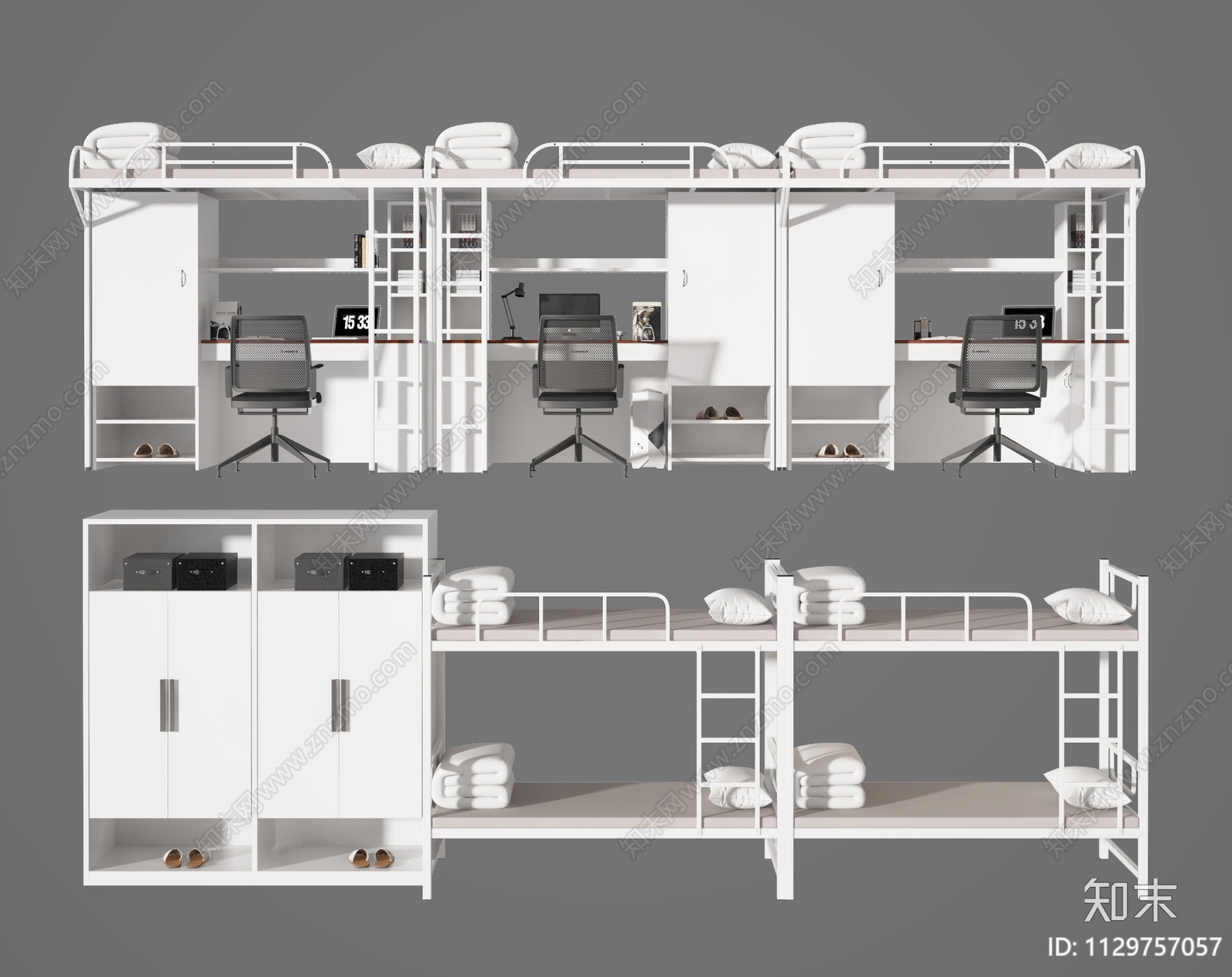 现代上下床3D模型下载【ID:1129757057】