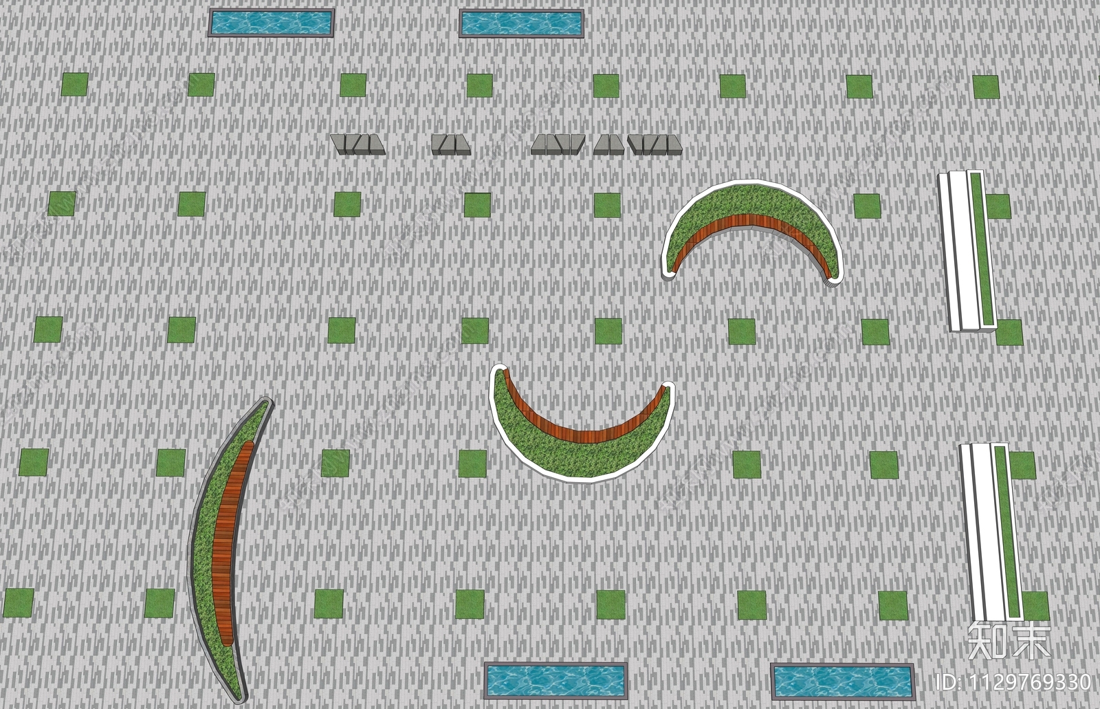 现代广场小区座椅SU模型下载【ID:1129769330】