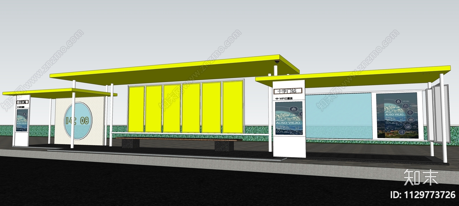 现代公交站构架SU模型下载【ID:1129773726】
