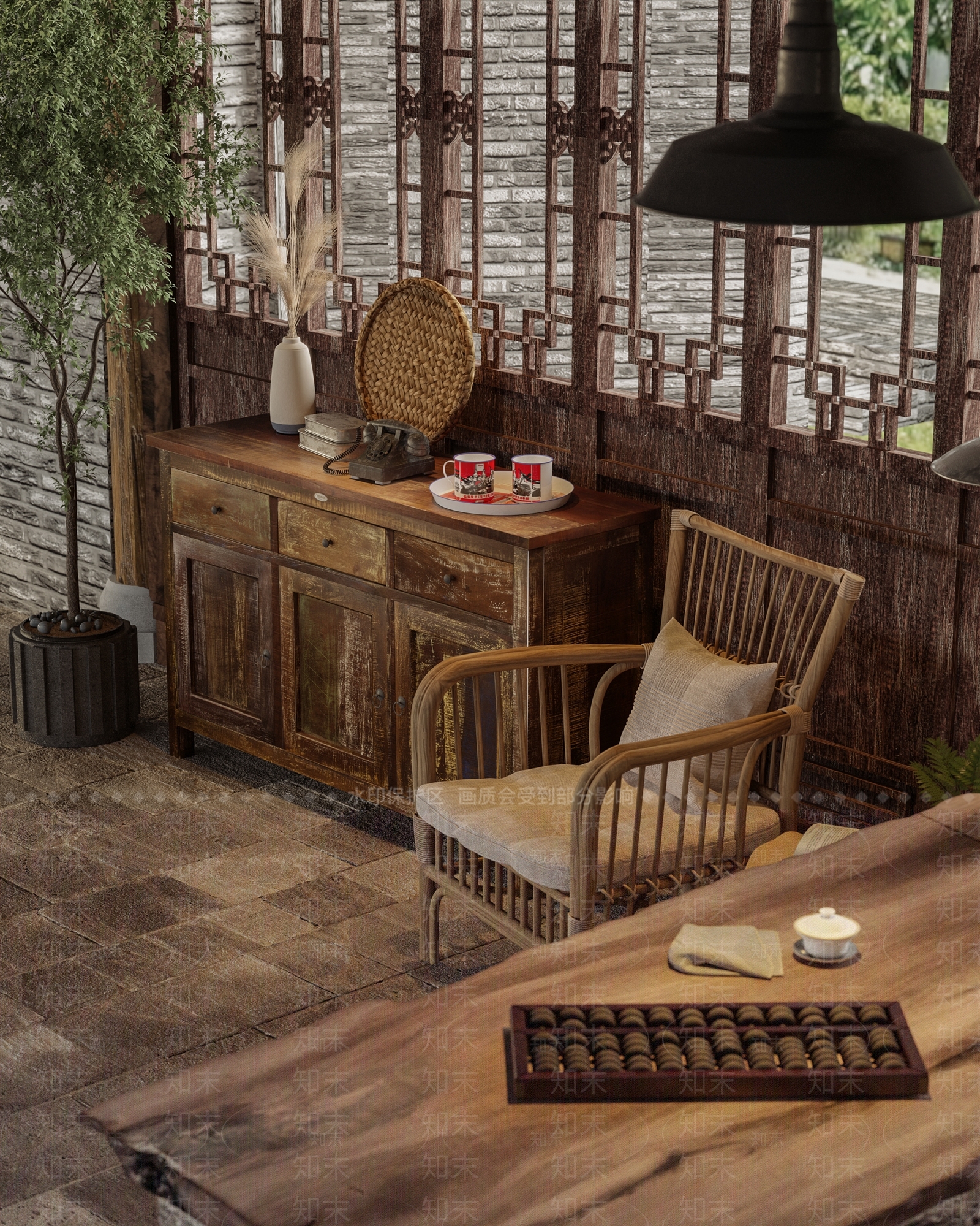 中式老茶馆3D模型下载【ID:1129774381】