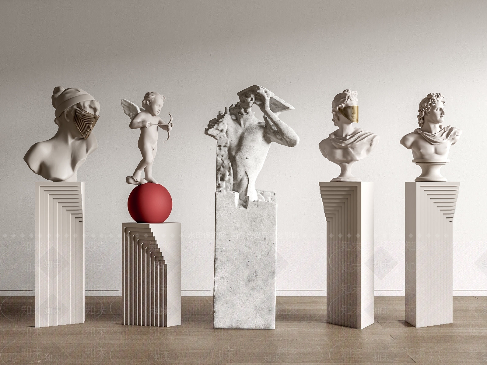 现代石膏雕塑SU模型下载【ID:1129774689】