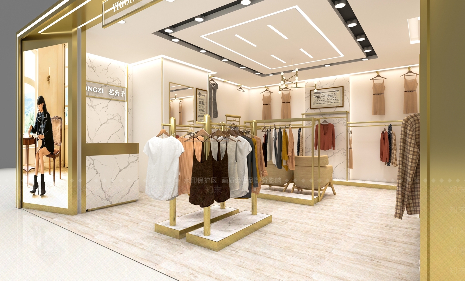 现代女装店3D模型下载【ID:1129778246】