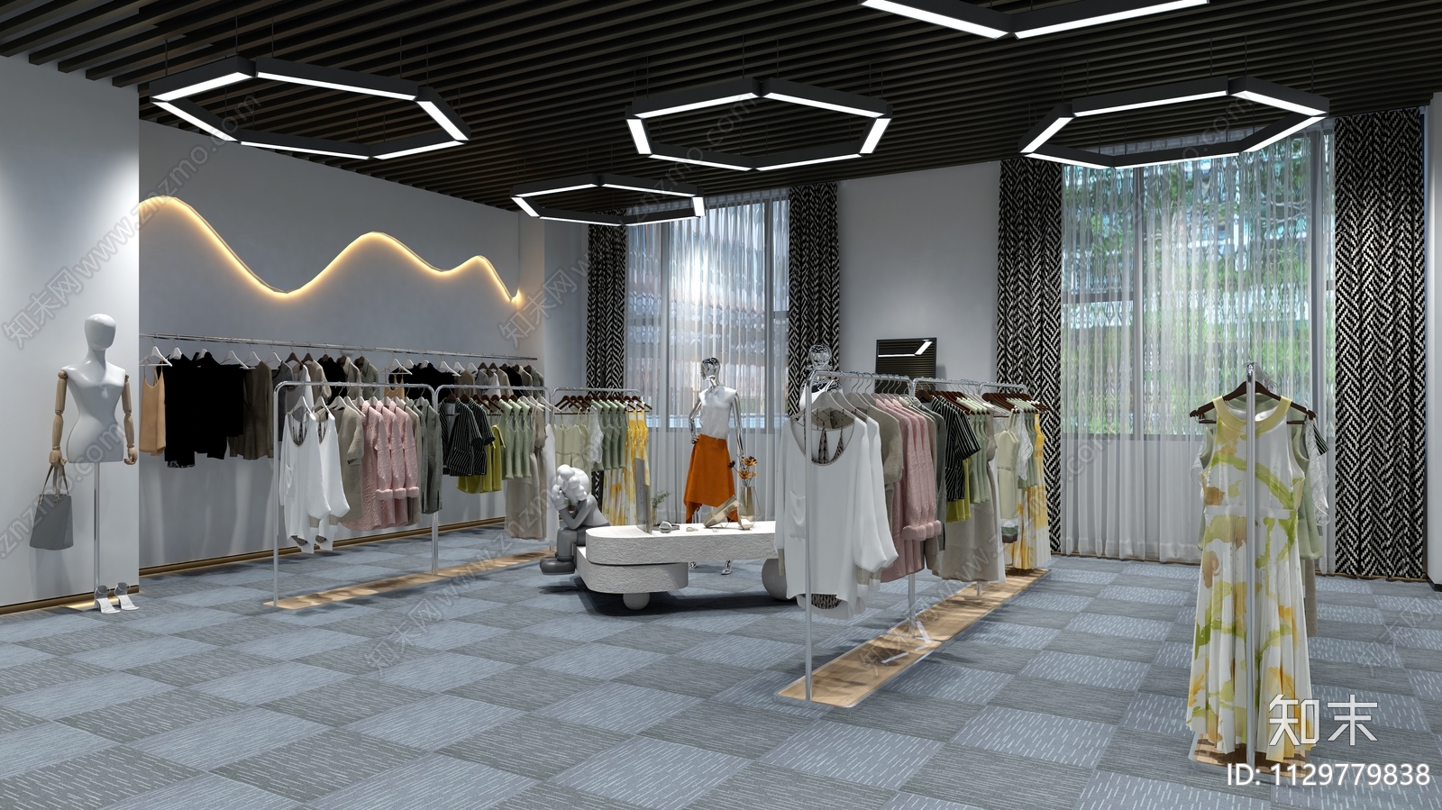 现代服装店3D模型下载【ID:1129779838】