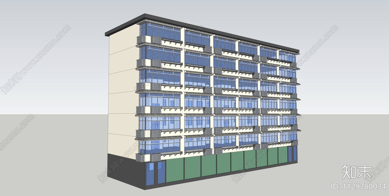 现代多层住宅SU模型下载【ID:1129780034】