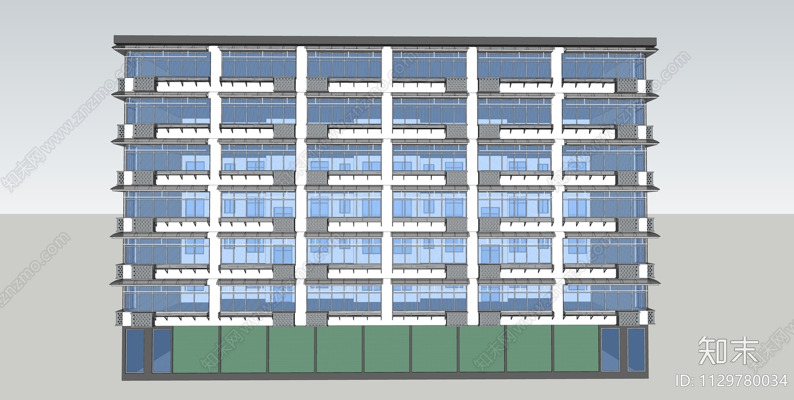 现代多层住宅SU模型下载【ID:1129780034】