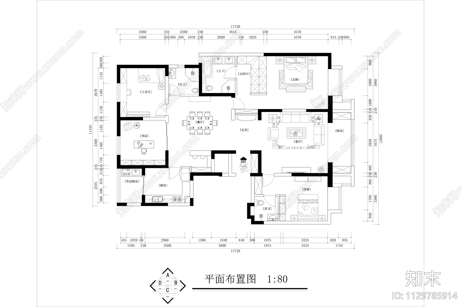 家装室内cad施工图下载【ID:1129785914】