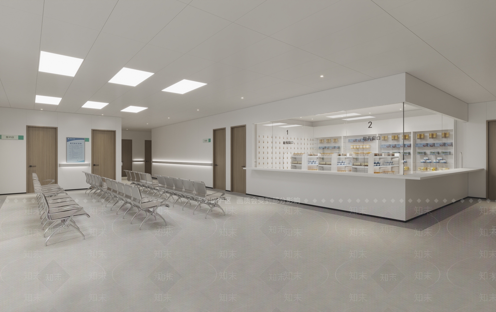 现代医疗门诊大厅3D模型下载【ID:1129791490】