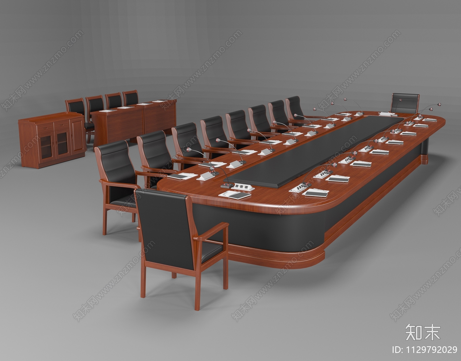 现代会议桌椅组合3D模型下载【ID:1129792029】