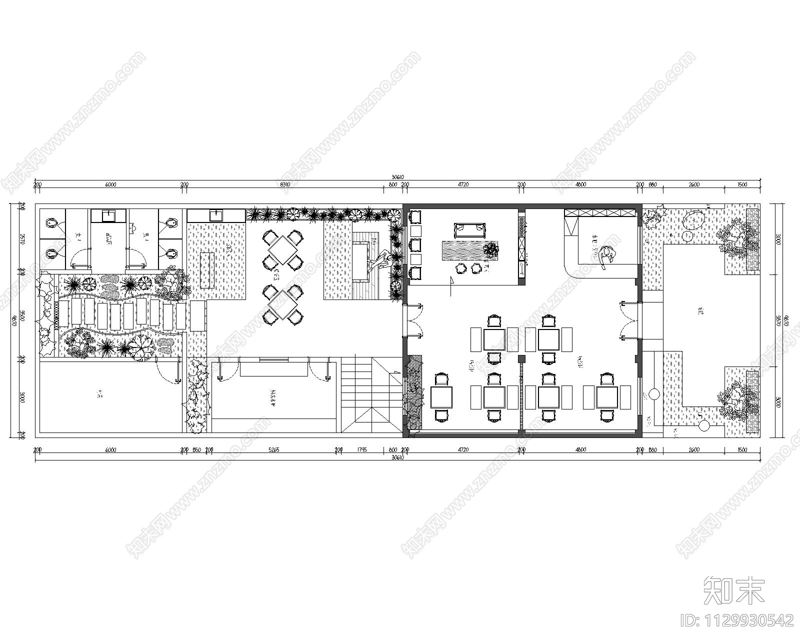 休闲娱乐茶室平面方案cad施工图下载【ID:1129930542】