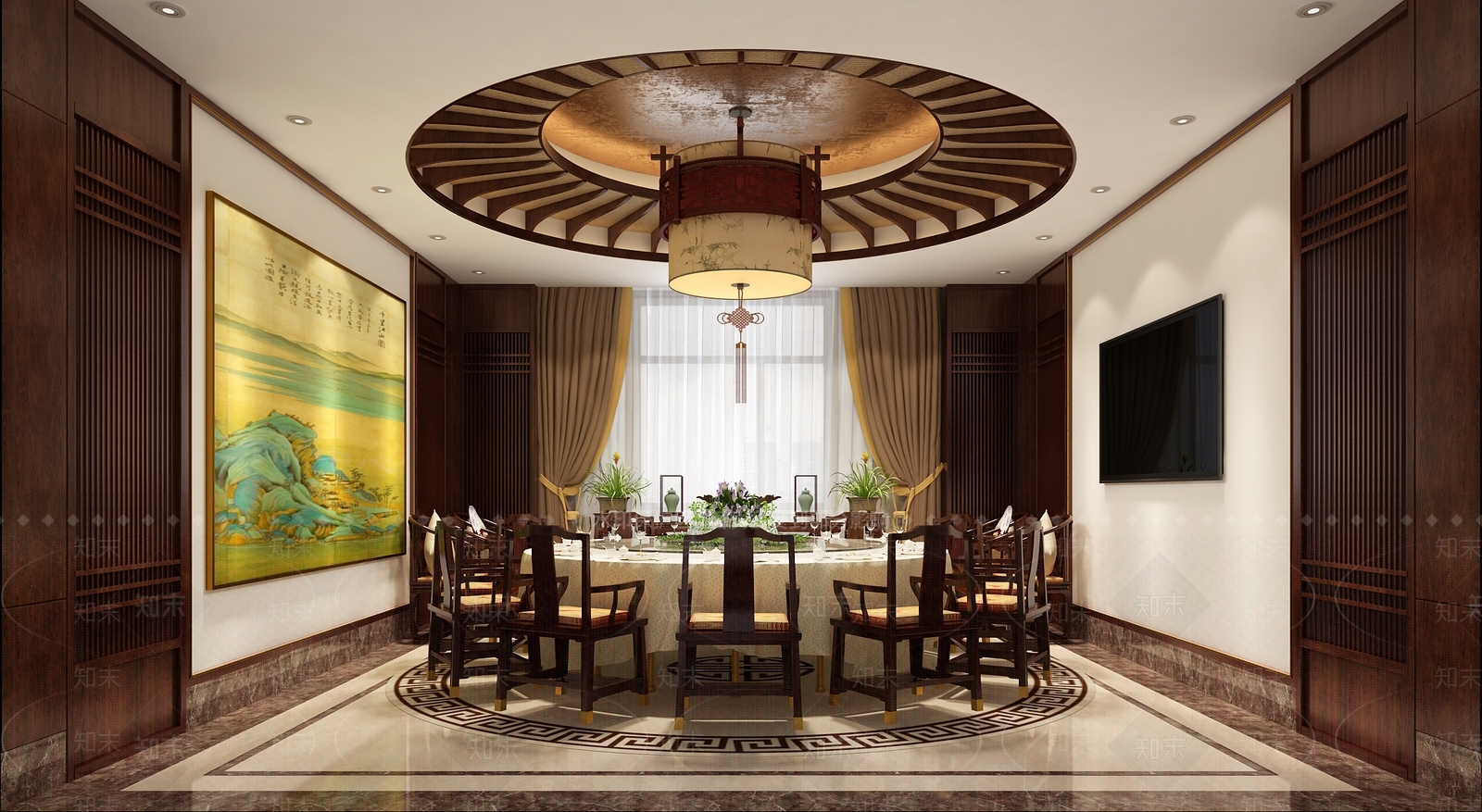 中式餐厅包间3D模型下载【ID:1129798263】