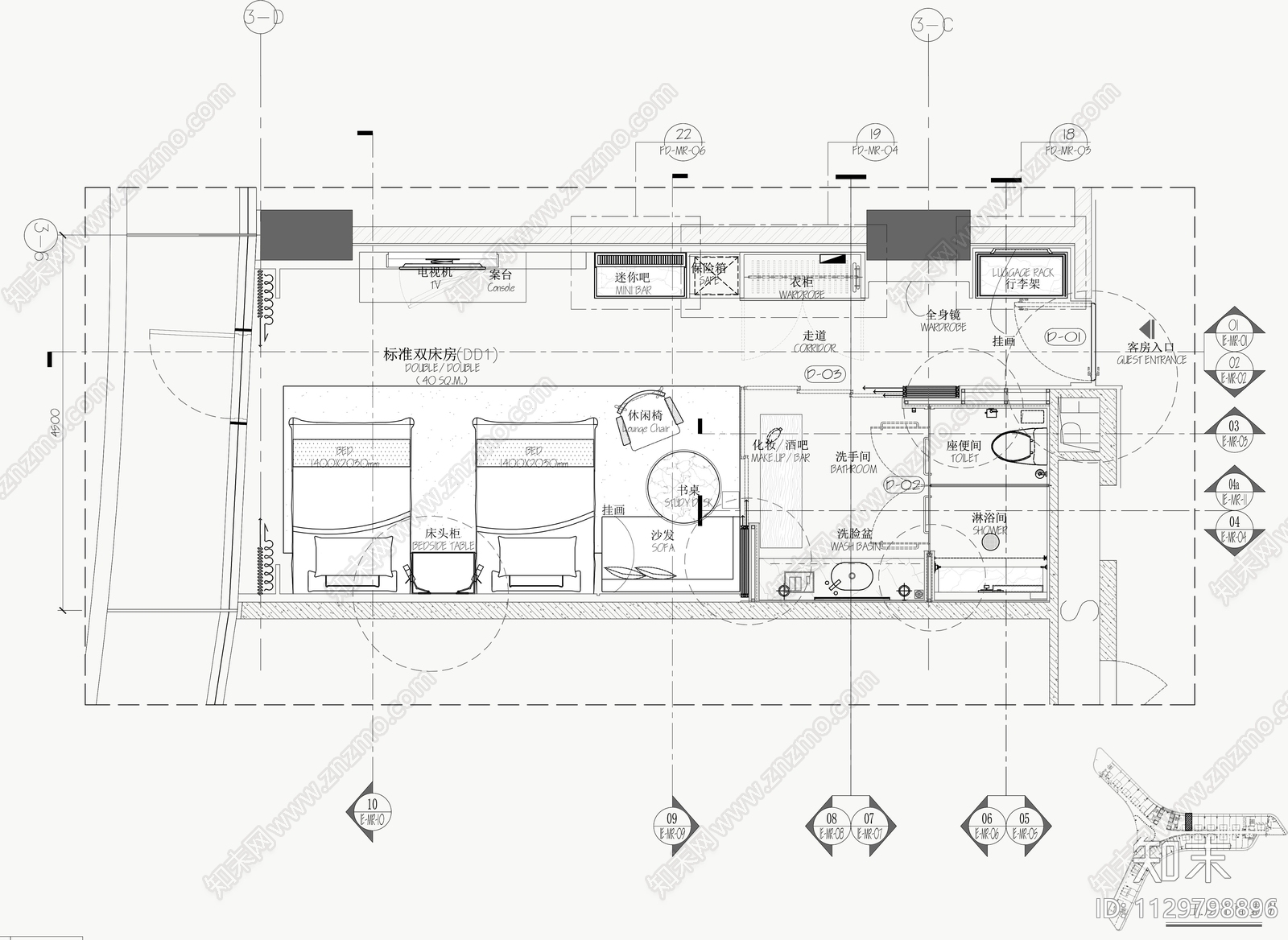 PLD肇庆喜来登客房过道效果图概念方案物料清单cad施工图下载【ID:1129798896】