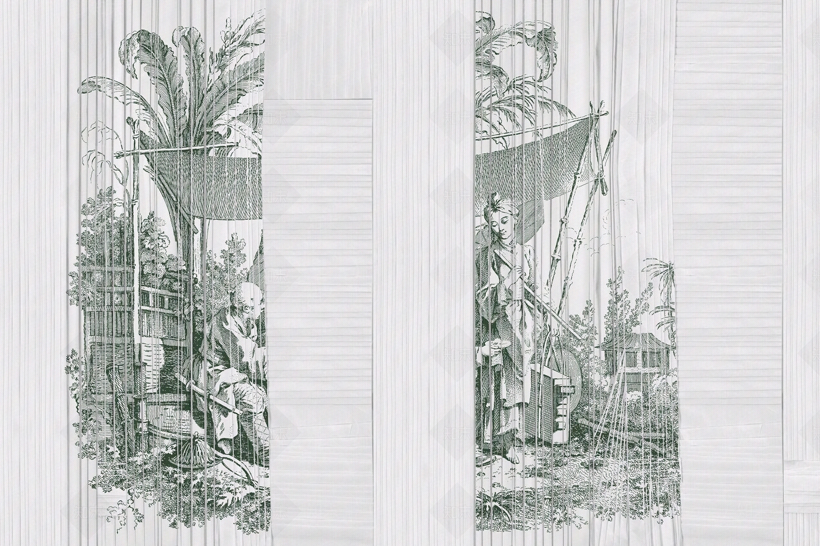 欧式条纹印画肌理墙布贴图下载【ID:1129803116】