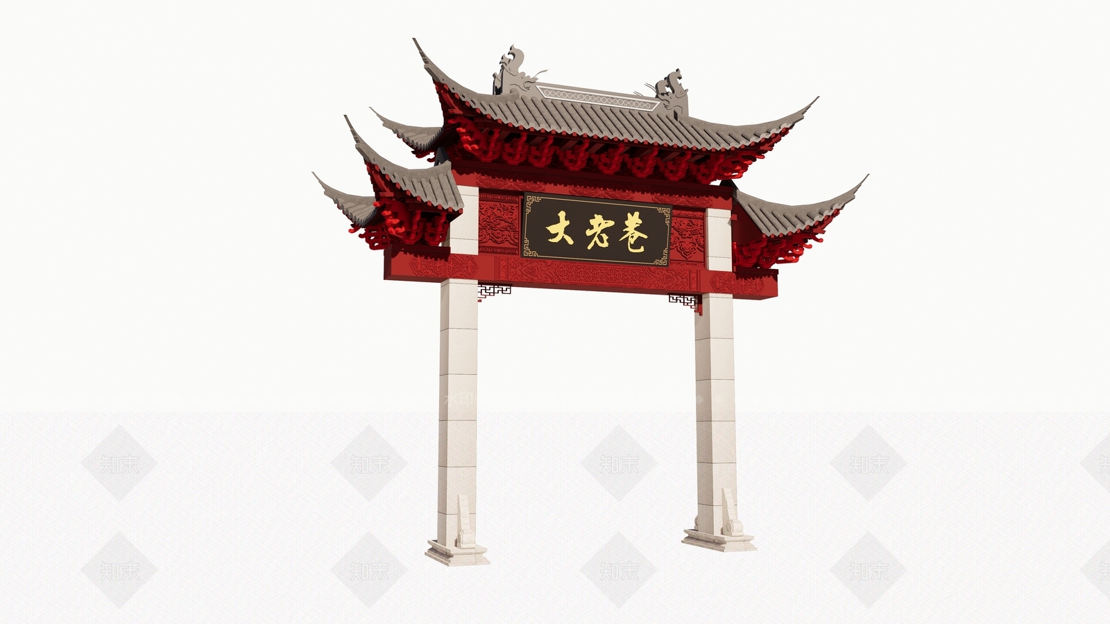 中式牌坊牌楼SU模型下载【ID:1129806459】