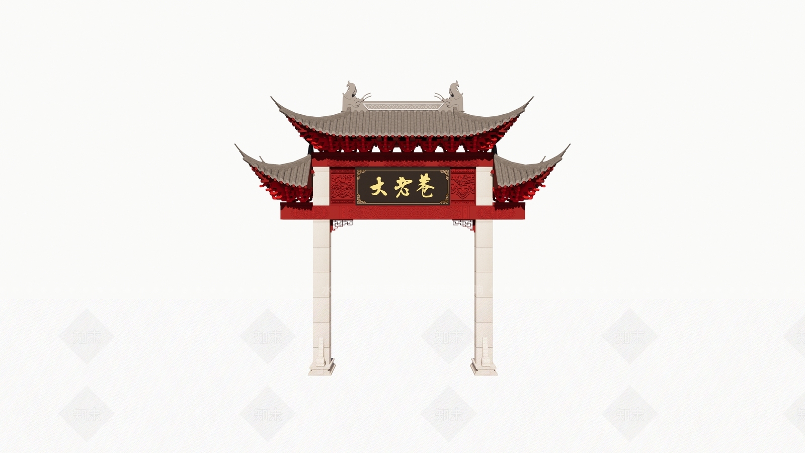 中式牌坊牌楼SU模型下载【ID:1129806459】