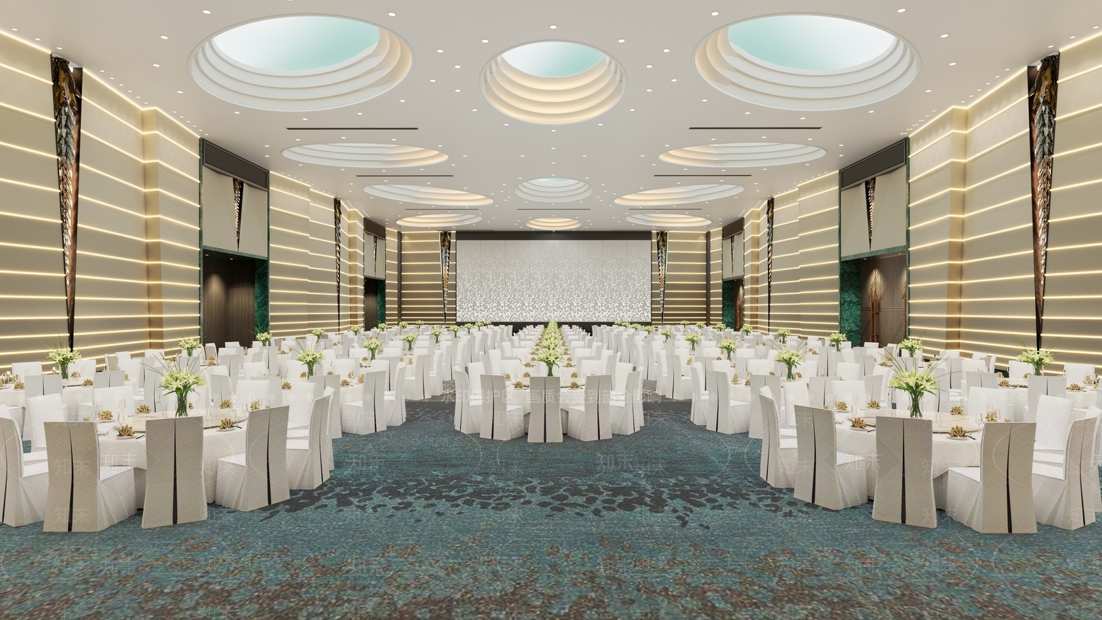 现代酒店宴会厅SU模型下载【ID:1129808656】