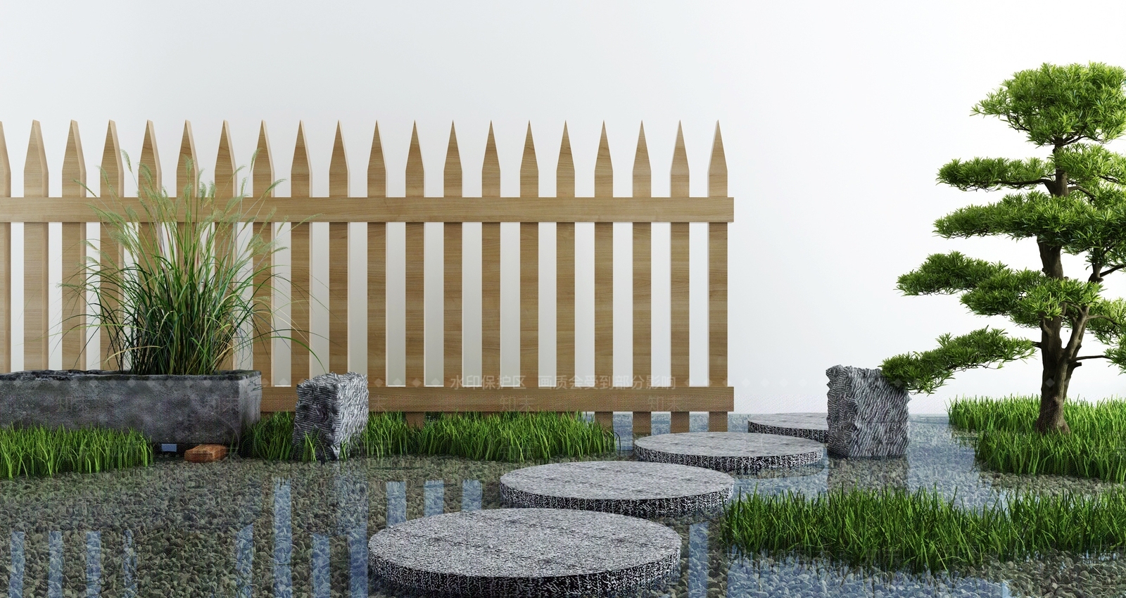 新中式农家乐庭院栏杆3D模型下载【ID:1129811862】