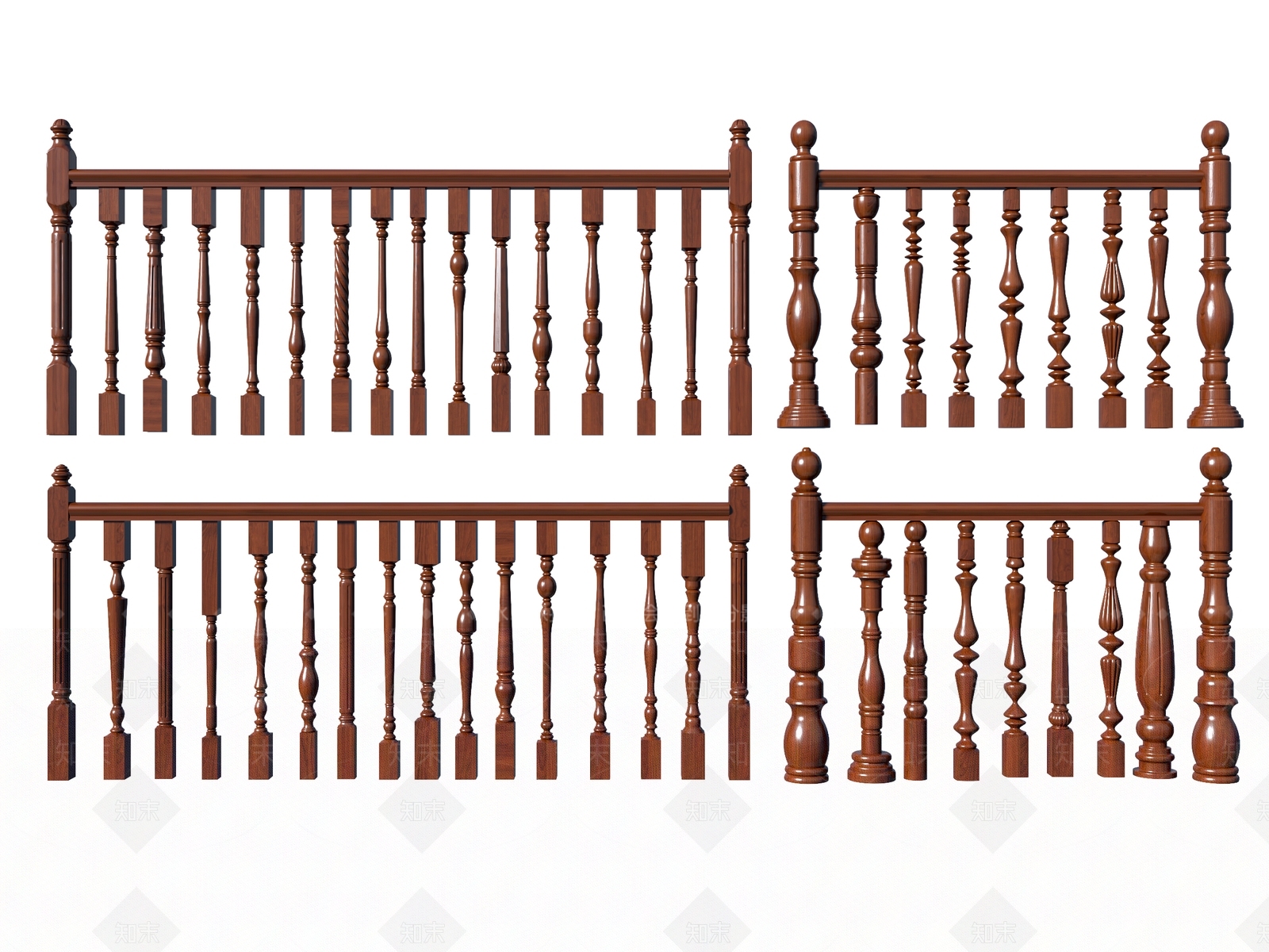 简欧楼梯扶手3D模型下载【ID:1129812514】