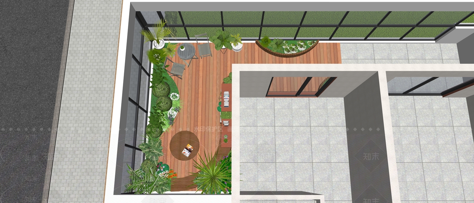 现代花园阳台SU模型下载【ID:1129943004】