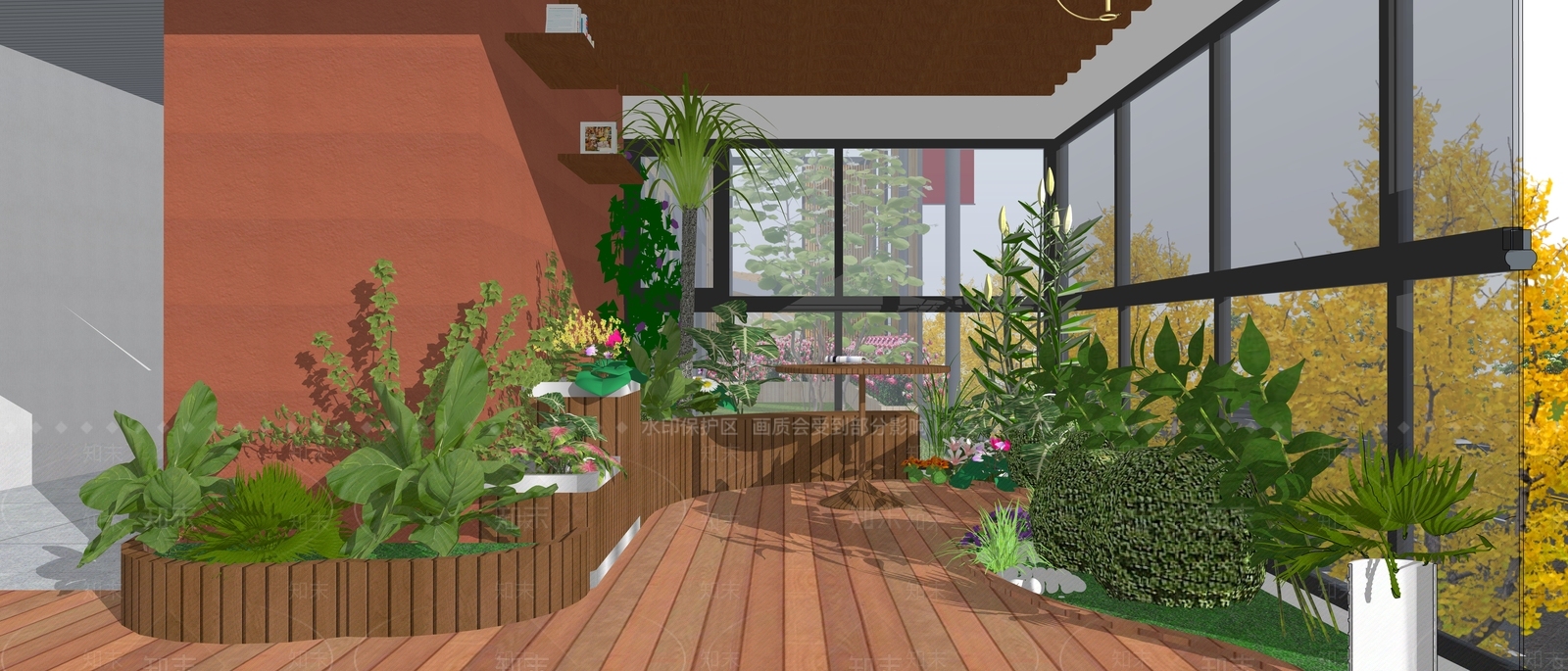 现代花园阳台SU模型下载【ID:1129943004】