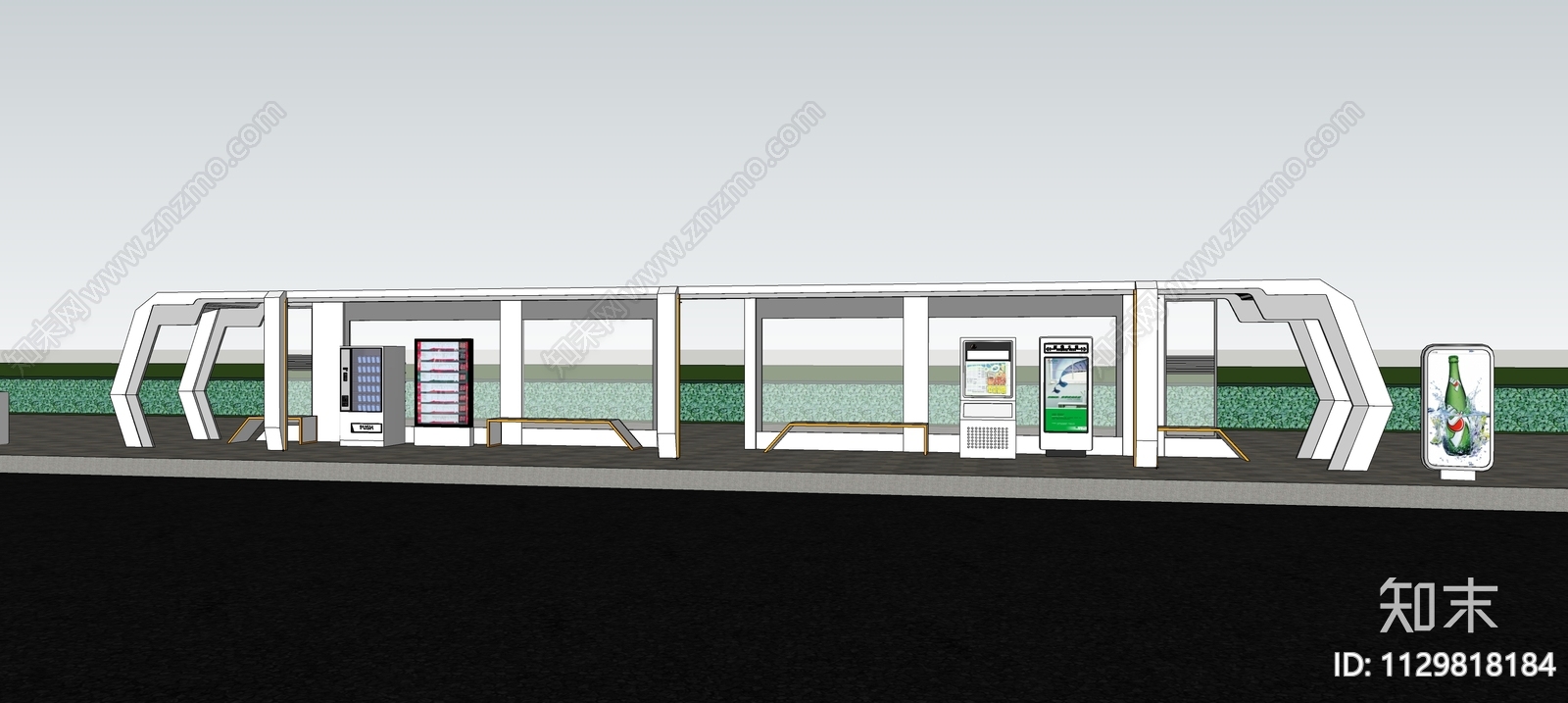 现代公交站构架SU模型下载【ID:1129818184】