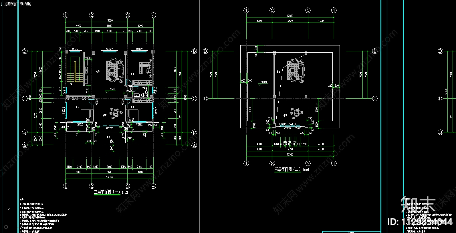 新中式别墅建筑效果图cad施工图下载【ID:1129834044】