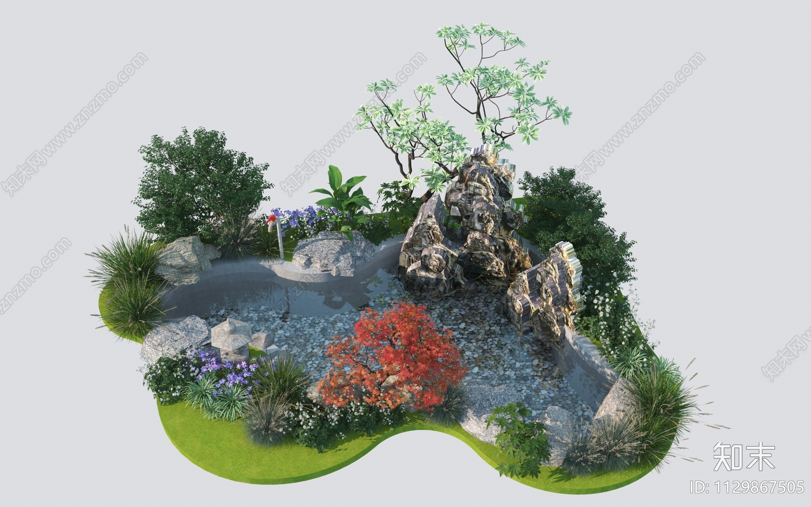 现代假山水景3D模型下载【ID:1129867505】