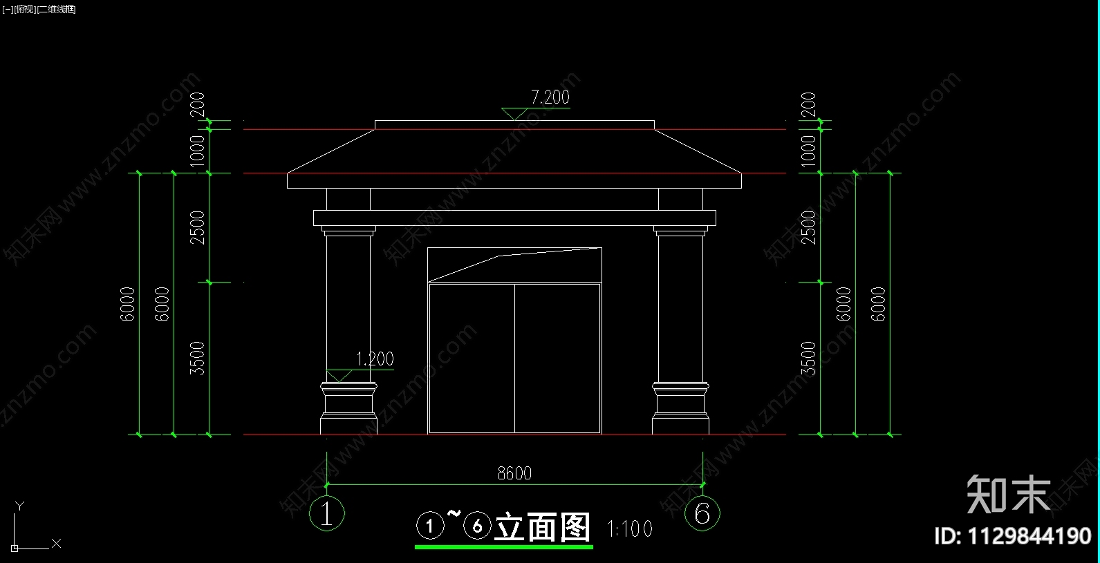 新中式门楼效果图cad施工图下载【ID:1129844190】