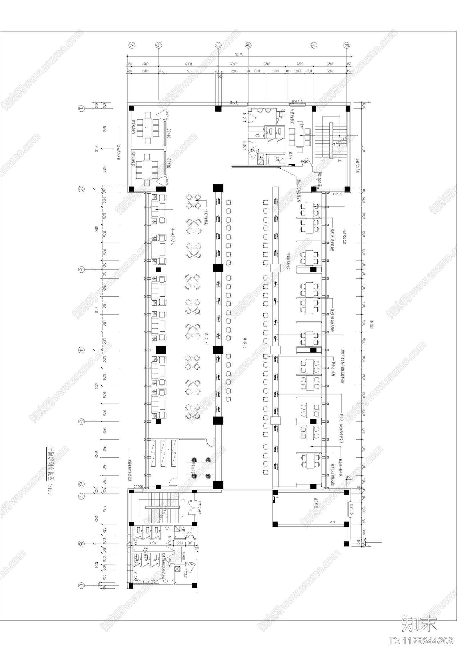 行政服务办事大厅室内cad施工图下载【ID:1129844203】