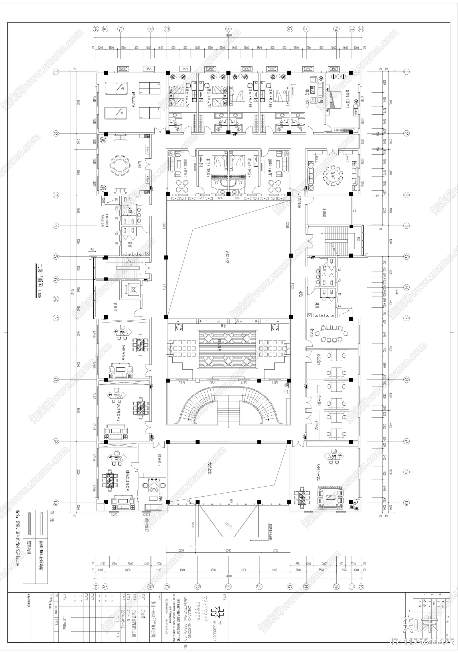 6450平米浙江一玻机电设备有限公司办公楼室内cad施工图下载【ID:1129844425】