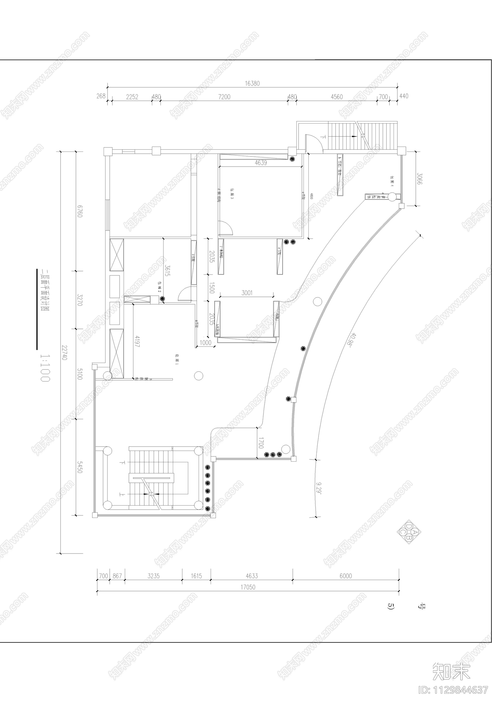 贝拉咖啡店室内cad施工图下载【ID:1129844637】