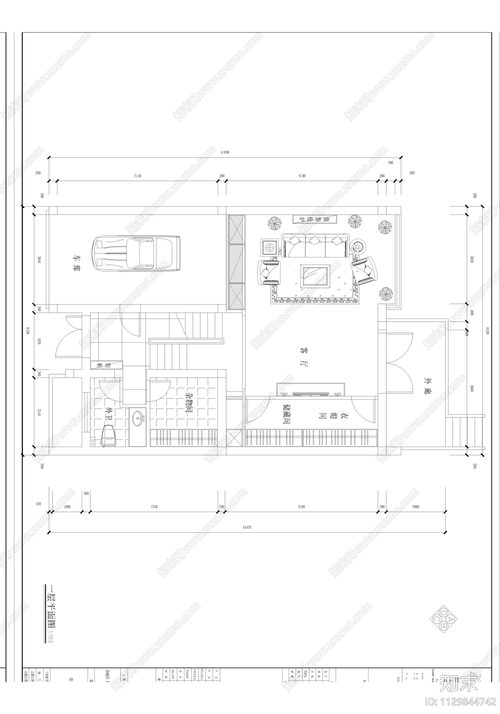 300平春晓园静心居别墅室内cad施工图下载【ID:1129844742】