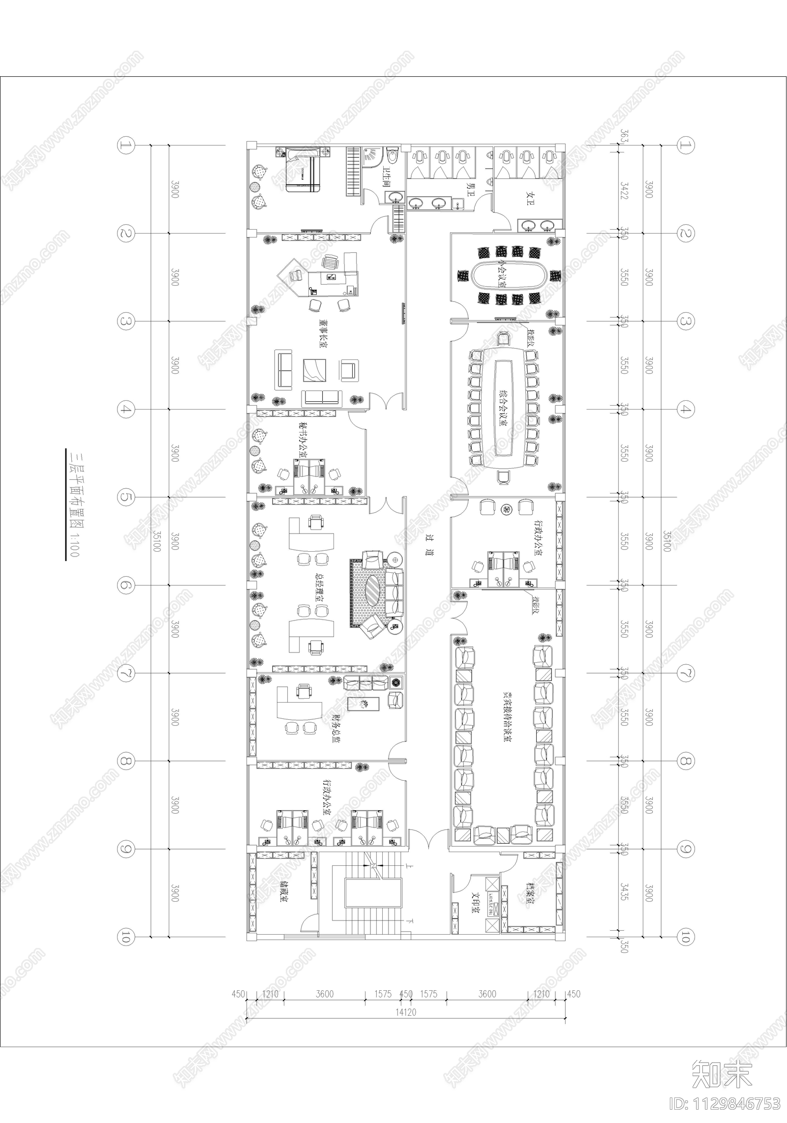 森太化工办公楼室内cad施工图下载【ID:1129846753】